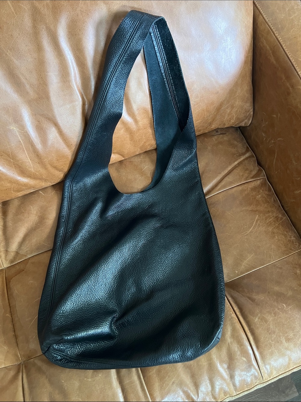 Eileen Fisher Textured Black Italian Leather Shopper Tote Made in the USA